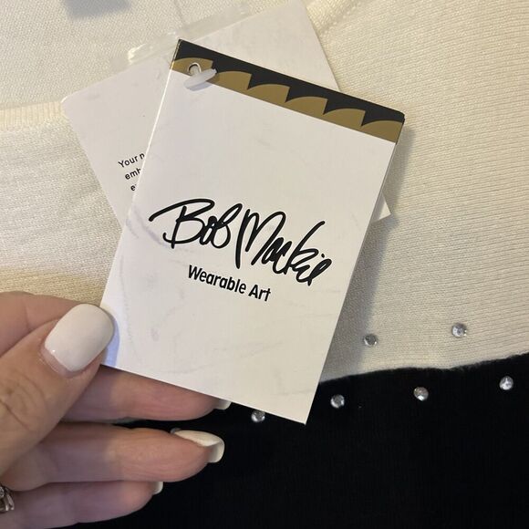 Bob Mackie Sweater Womens 3X Wearable Art Rhinestone Pullover Colorblock mature - Picture 4 of 10